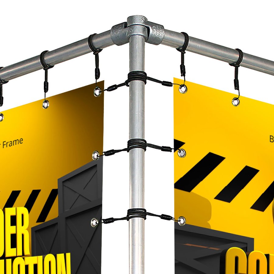 Bannerst&auml;ll, Utomhus, v&auml;ggmonterad, Banner Tube Corner Frame, Aluminiumr&ouml;r 0, 3 mm &Oslash; 48 mm, 100 x 50 cm