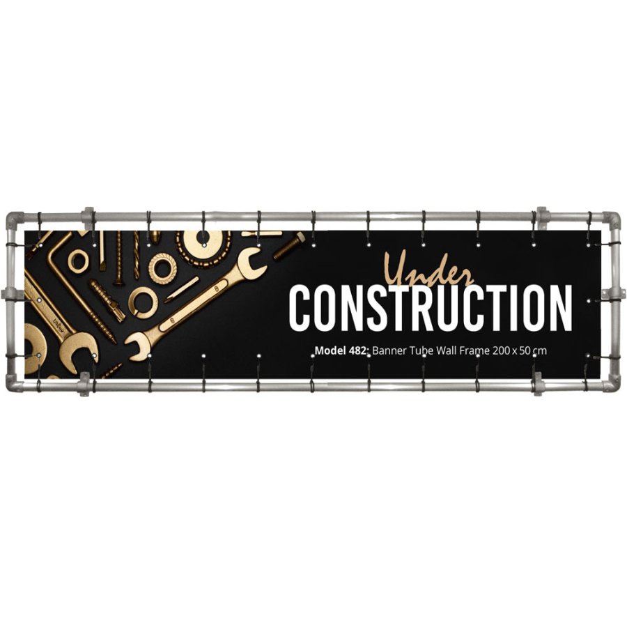 Bannerst&auml;ll, Utomhus, v&auml;ggmonterad, Banner Tube Wall Frame, Aluminiumr&ouml;r 0, 3 mm &Oslash; 48 mm, 200 x 50 cm