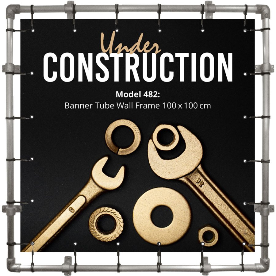 Banner Tube Wall Ram, ram med v&auml;ggf&auml;ste, tillverkad av 48 mm aluminiumr&ouml;r, 100 x 100 cm