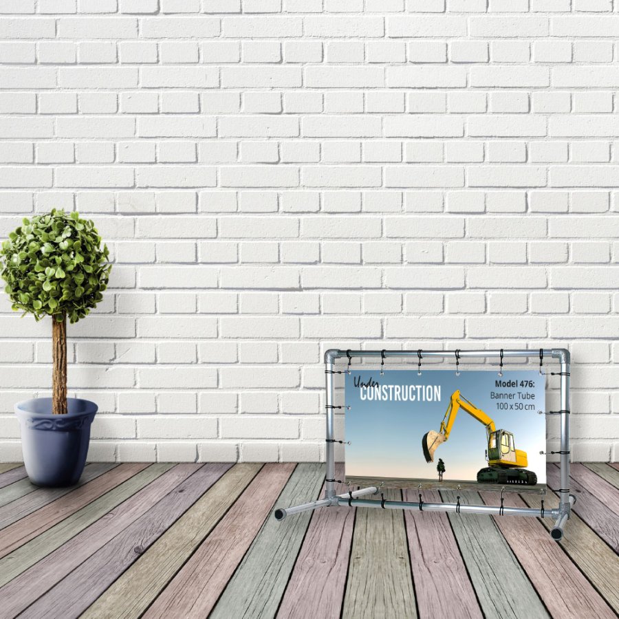 Banner Tube Frist&aring;ende Ram, frist&aring;ende ram av aluminiumr&ouml;r 0,3 mm / &Oslash; 48 mm - 100 x 50 cm