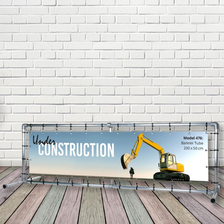 Banner Tube Frist&aring;ende Ram, frist&aring;ende ram av aluminiumr&ouml;r 0,3 mm / &Oslash; 48 mm - 200 x 50 cm