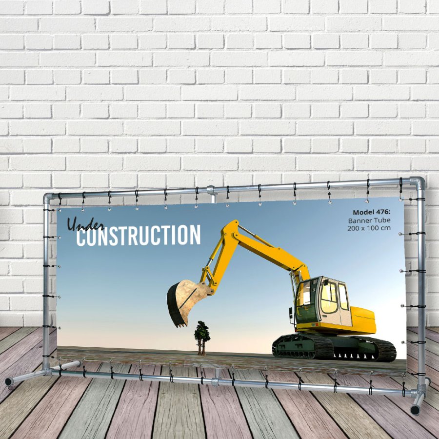 Banner Tube Frist&aring;ende ram, frist&aring;ende ram av aluminiumr&ouml;r 0,3 mm / &Oslash; 48 mm - 200 x 100 cm