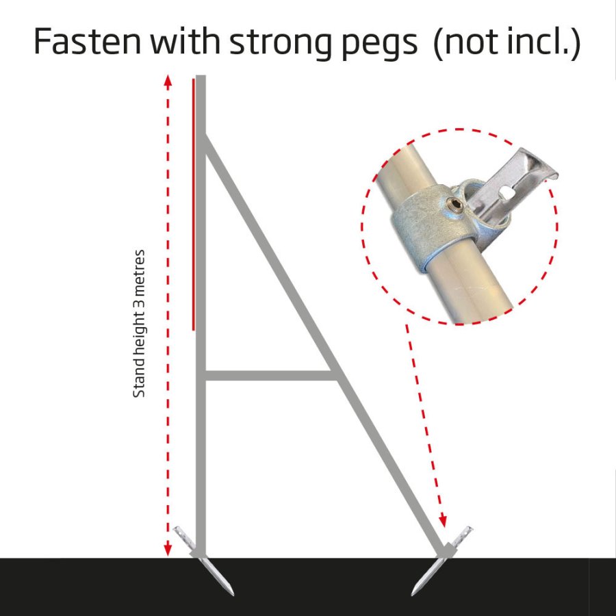 Banner Tube High Stand, frist&aring;ende ram av aluminiumr&ouml;r 0,3 mm / &Oslash; 48 mm - 200 x 100 cm