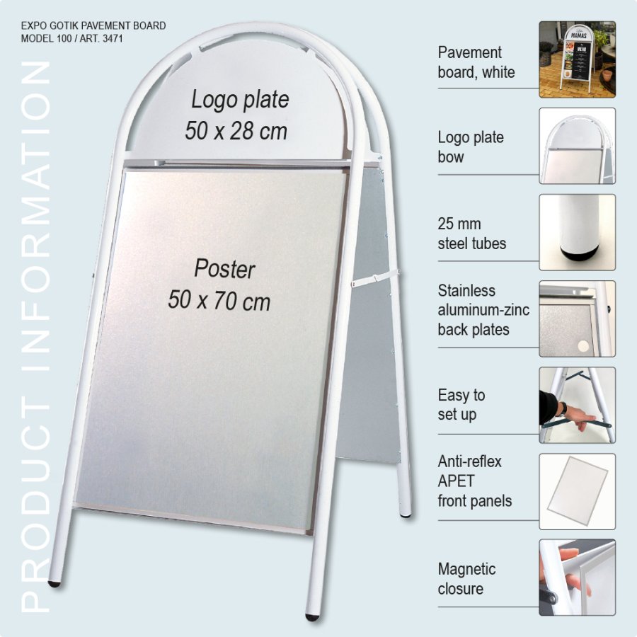 Gatupratare, Gotik Original, Vit, B2 - 50 x 70 cm