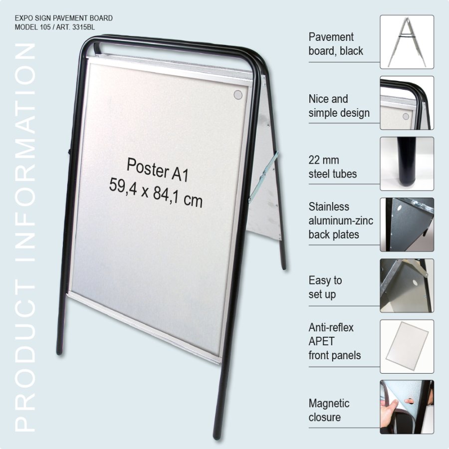 Gatupratare, Expo Sign, 22 mm, Svart, A1 - 59,4 x 84,1 cm