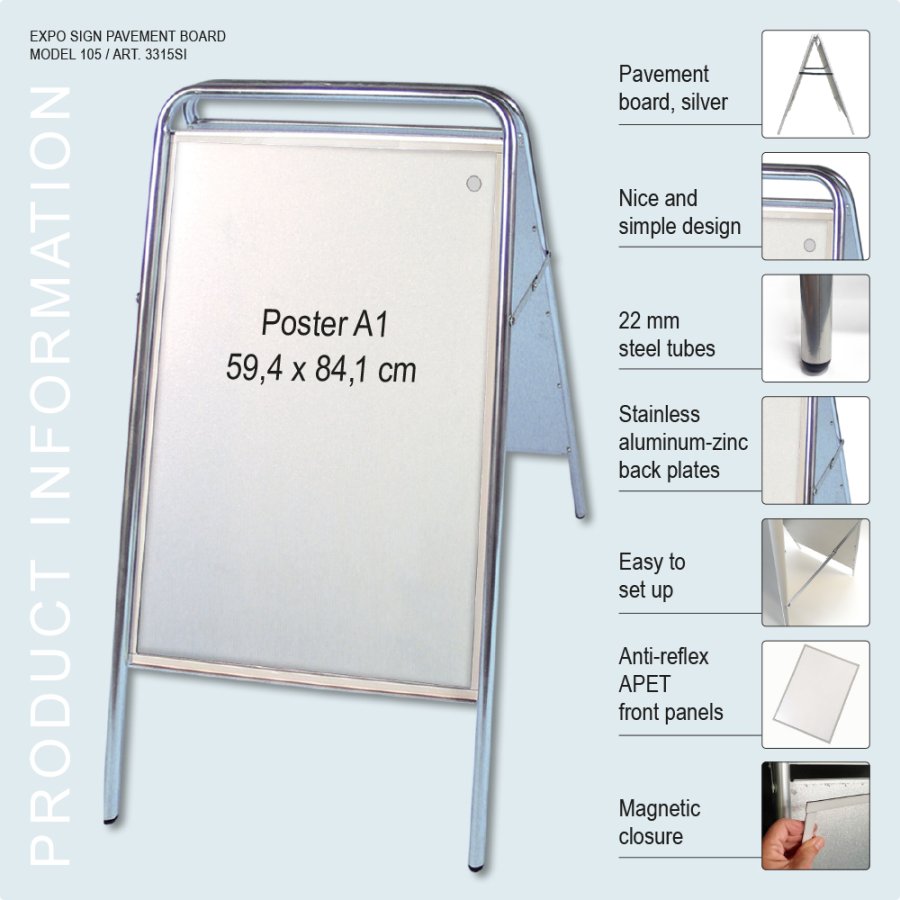 Gatupratare, Expo Sign, 22 mm, Silver, A1 - 59,4 x 84,1 cm