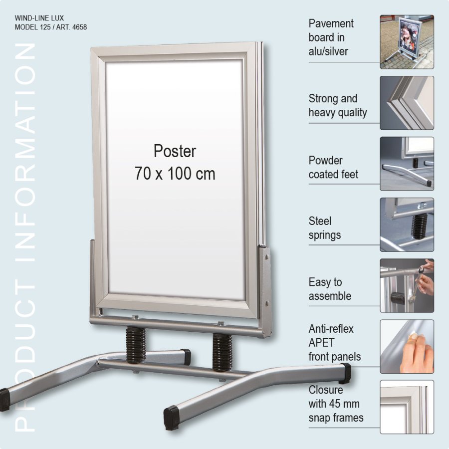 Gatupratare, Wind-Line Lux, silver, B1 - 70 x 100 cm