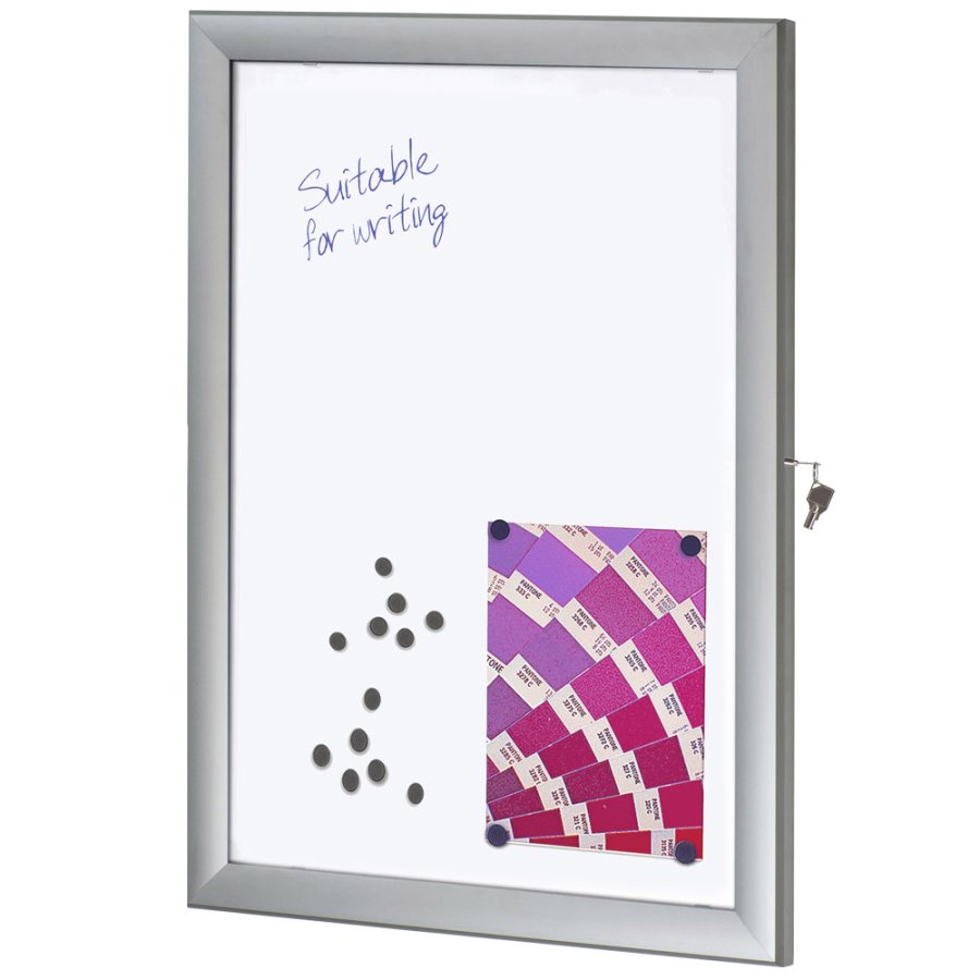 Infobox med l&aring;s, 4 x A4, D27 mm, alu/silver