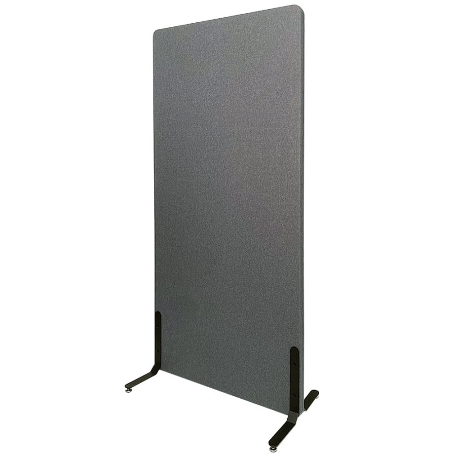 ZONE Hush Wall akustikv&auml;gg och rumsavdelare M&ouml;rkgr&aring; med tygkl&auml;dsel och standardf&ouml;tter 170 x 80 x 4 cm