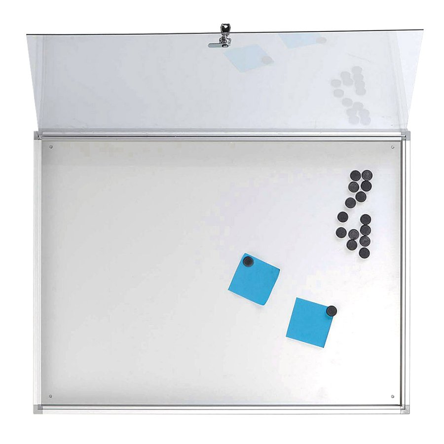 Infoboks med Magnetisk whiteboard, l�sbar fram, 4 x A4, inomhus, 51,5 x 68,5 cm