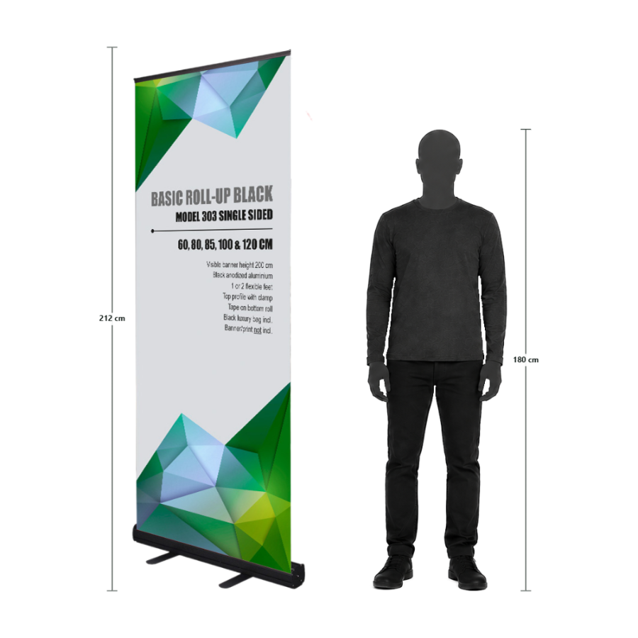 Roll up kassett, Basic, ensidig, Svart, 85 cm