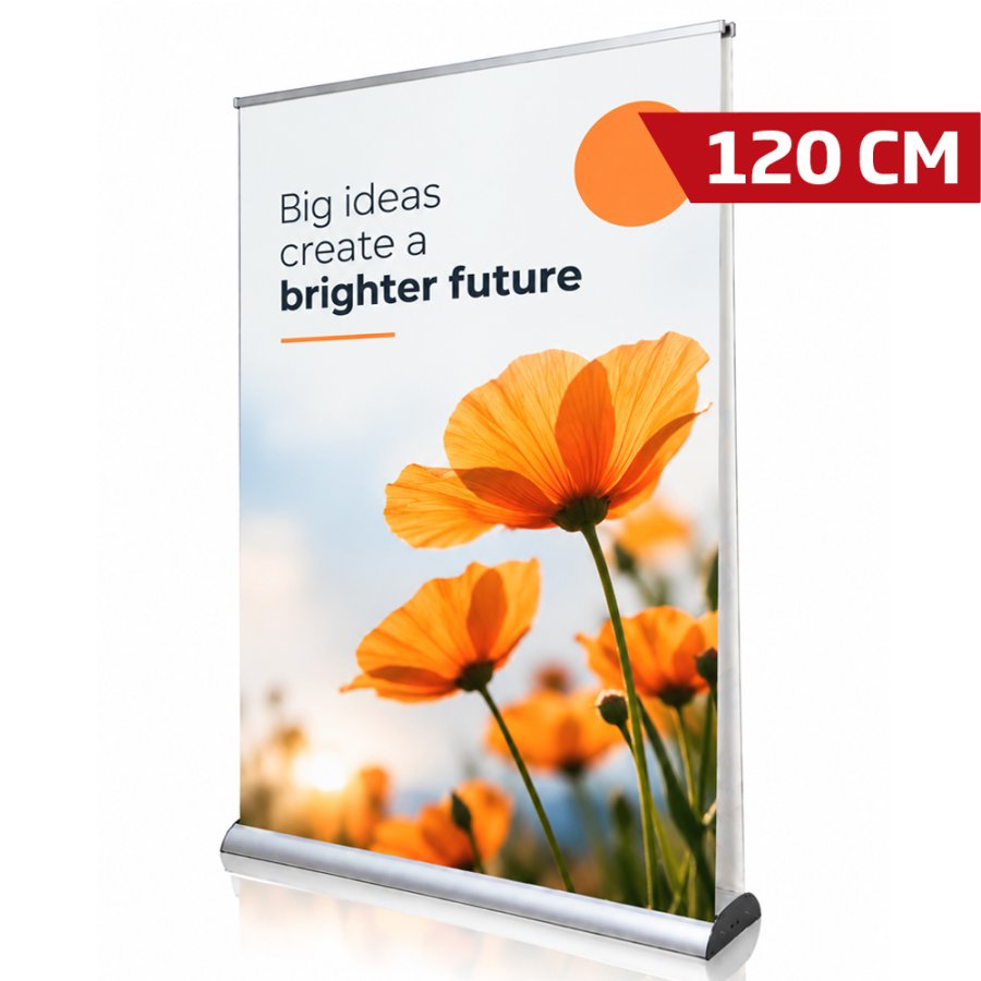 Dubbelsidigt roll-up-banner 120 cm - aluminiumstativ, stilfull reklaml&ouml;sning